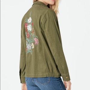 Flower embroidered army jacket
